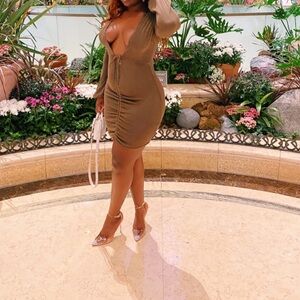 PLT Olive Green Bodycon Dress